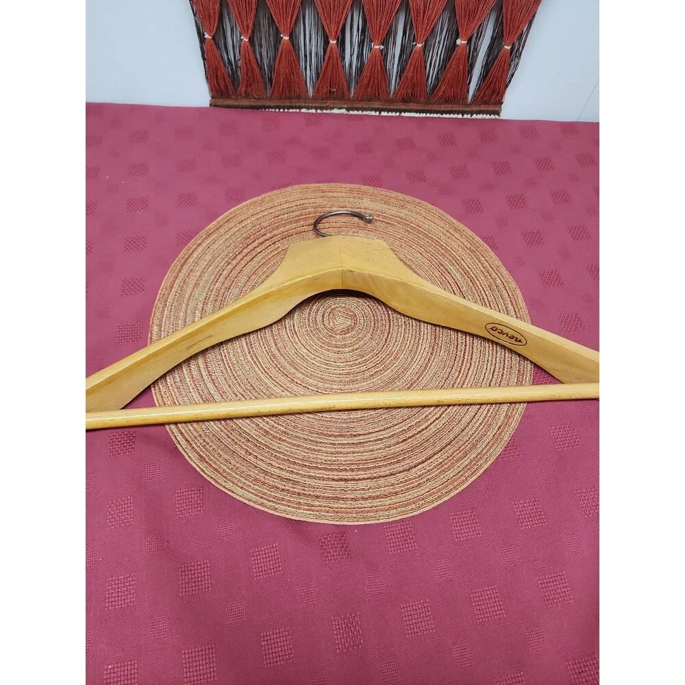 Vintage Nevco Contoured XL Wooden Coat Hanger 20 In Made In Yugoslavia 1950s